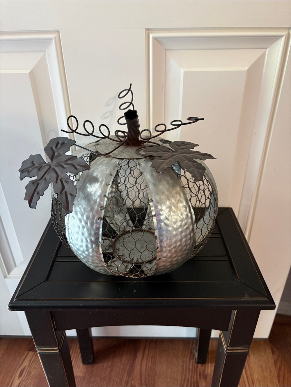 Decorative Metal Silver Pumpkin Accent - Home Holiday